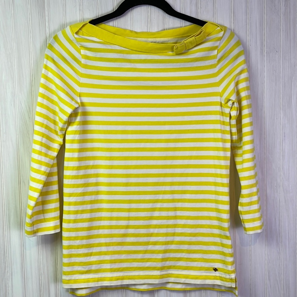 KATE SPADE BOATNECK BOW STRIPED TEE SMALL